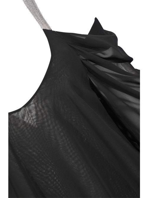 Blusa tunica in georgette con dettagli gioiello Nero D. Exterior | 626752NERO